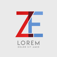 ZE logo letters with "blue and red" gradation