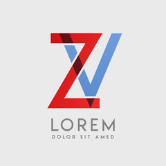 ZV logo letters with "blue and red" gradation