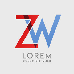 ZW logo letters with "blue and red" gradation