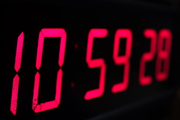 Red digital Timer, numbers counting.