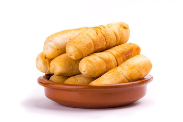 Tequeños on a white background.