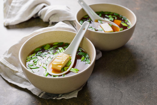 Miso soup in two bowls
