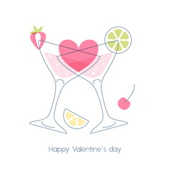 Two cocktail glasses with heart