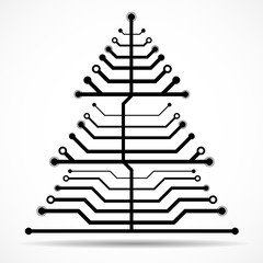 Abstract technology Christmas tree, black circuit board