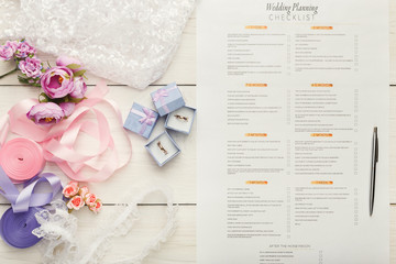 Bridal background with planner checklist