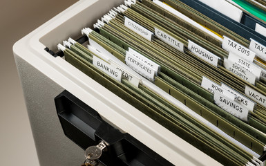 Home filing system for Social Security organized in folders