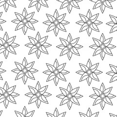 seamless pattern flower natural decoration vector illustration outline