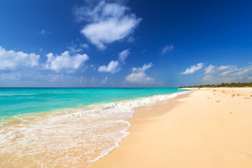 Fototapeta na wymiar Beach at Caribbean sea in Playa del Carmen, Mexico