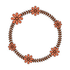 wreath floral petals ornament decoration romantic vector illustration