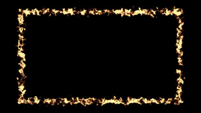 Abstract background with fire frame isolated on black backdrop. 3d rendering