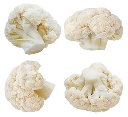 Fresh cauliflower isolated on white background with clipping path