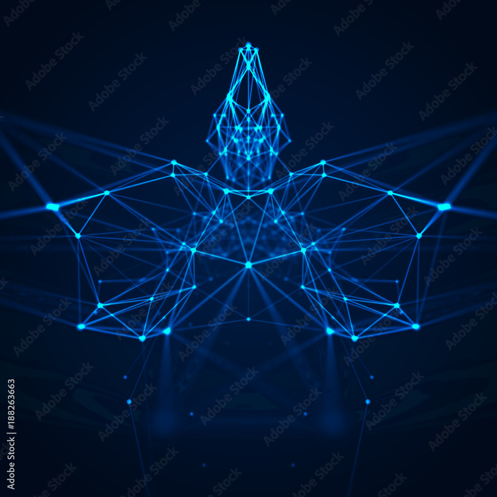 Poster abstract geometric figure with multiple connections.