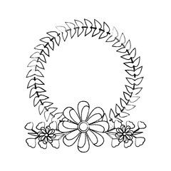 flower crown emblem  icon image vector illustration design  black sk