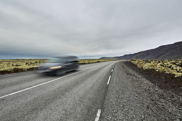 Fototapeta na wymiar Icelandic landscape with country roadway