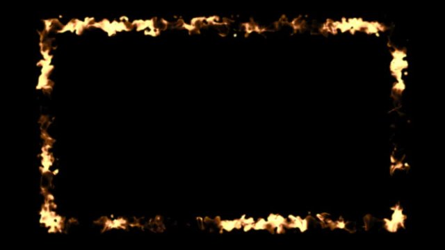 Abstract background with fire frame isolated on black backdrop. 3d rendering