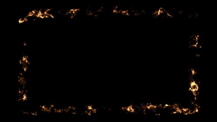 Abstract background with fire frame isolated on black backdrop. 3d rendering