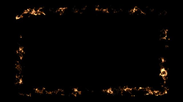 Abstract background with fire frame isolated on black backdrop. 3d rendering