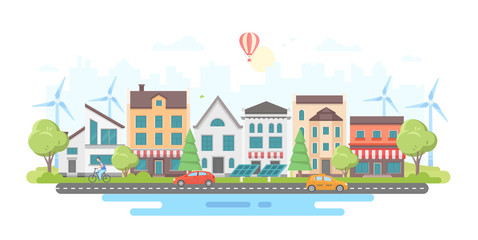 Eco-friendly city district - modern flat design style vector illustration