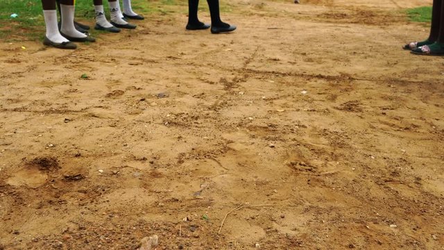 Hopping in the sand at school