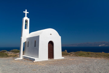 White church on the coast of Crete in Greece