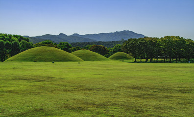 Tumuli Park in the city of Gyeongju, South Korea