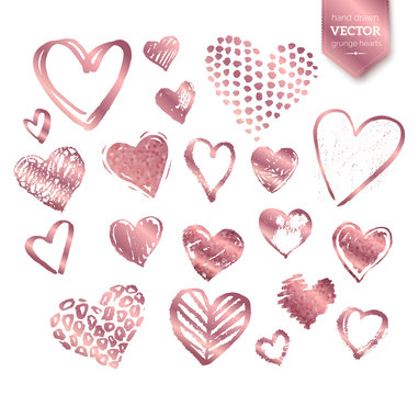Valentine hearts on white background