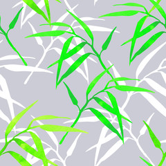 floral seamless pattern with bamboo branches on color background