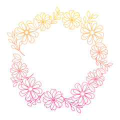 wreath floral petals ornament decoration romantic vector illustration   line color
