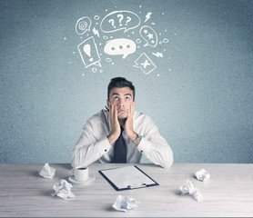 Business person in doubt and confused