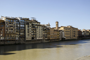Fototapeta na wymiar Florence seen from the old bridge 