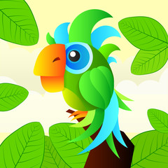 Cartoon cute parrot