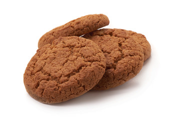 Oat cookies, close-up, isolated on white background.