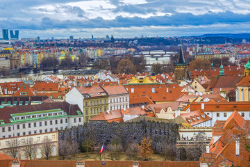 Obraz premium View from above to tiled roofs of old town, Prague, Czech republ