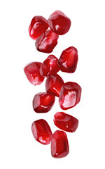 Pomegranate seeds isolated on white