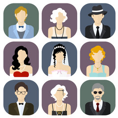 Ladies and gentlemen icons set in flat style.