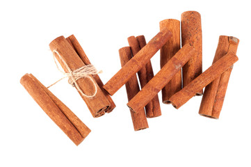Cinnamon sticks isolated on white background