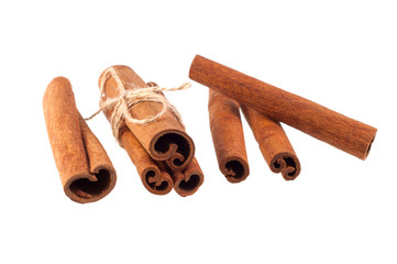Cinnamon sticks isolated on white background