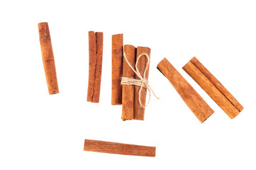 Cinnamon sticks isolated on white background