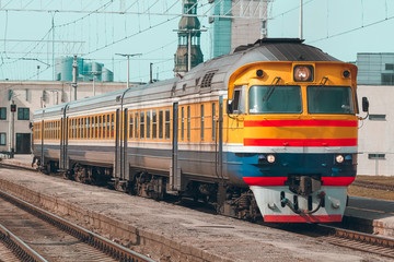 Fototapeta na wymiar Yellow diesel train