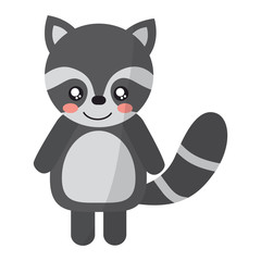 cute raccoon animal standing cartoon wildlife vector illustration