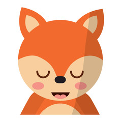 cute portrait fox animal baby with close eyes vector illustration