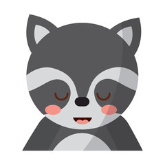 cute portrait raccoon animal baby with close eyes vector illustration