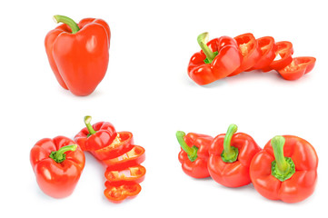 Group of red bell peppers isolated on a white cutout