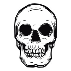 Monochrome skull tattoo design