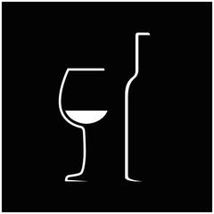 Wine bottle and glass silhouettes