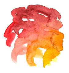 Red to bright yellow gradient brush strokes painted in watercolor on clean white background
