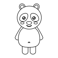 cute panda bear animal standing cartoon wildlife vector illustration outline design