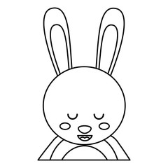 cute portrait rabbit animal baby with close eyes vector illustration outline design