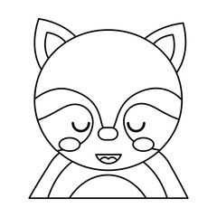 cute portrait raccoon animal baby with close eyes vector illustration outline design