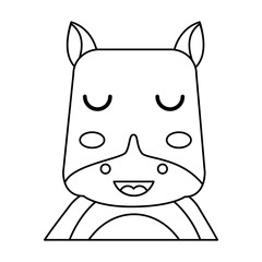 cute portrait hippo animal baby with close eyes vector illustration outline design